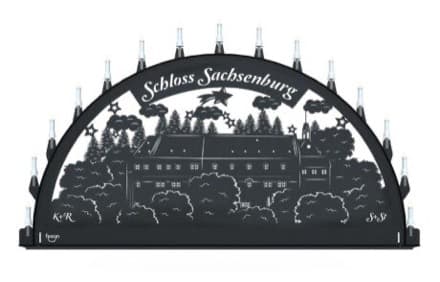 Beleuchteter Schwibbogen mit dem Sondermotiv Schloss Sachsenburg