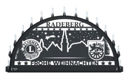 Beleuchteter Schwibbogen mit dem Sondermotiv Radeberg