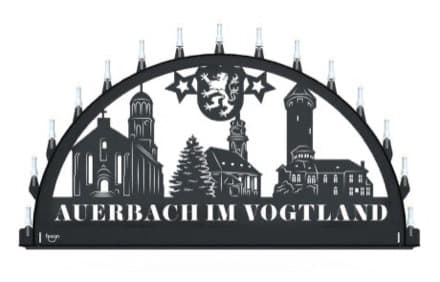 Beleuchteter Schwibbogen mit dem Sondermotiv Auerbach