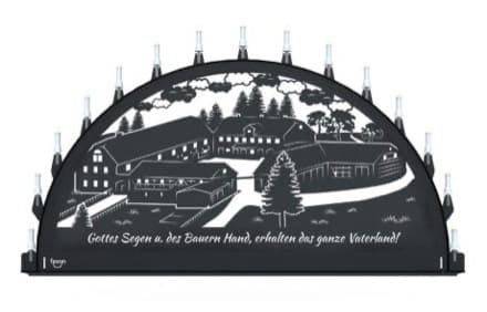 Beleuchteter Schwibbogen mit dem Sondermotiv Bauernhof
