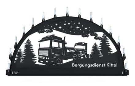 Beleuchteter Schwibbogen mit dem Sondermotiv Bergungsdienst