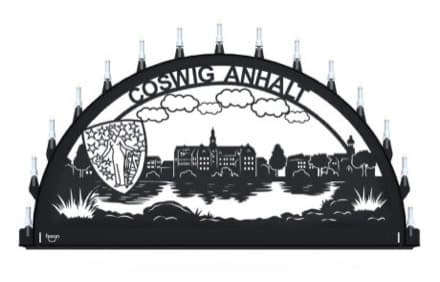 Beleuchteter Schwibbogen mit dem Sondermotiv Coswig Anhalt