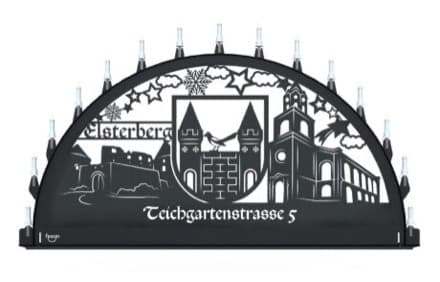 Beleuchteter Schwibbogen mit dem Sondermotiv Elsterberg