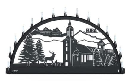 Beleuchteter Schwibbogen mit dem Sondermotiv Euba und Augustusburg