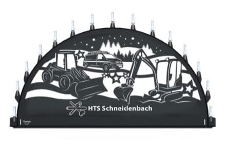 Beleuchteter Schwibbogen mit dem Sondermotiv HTS Schneidenbach