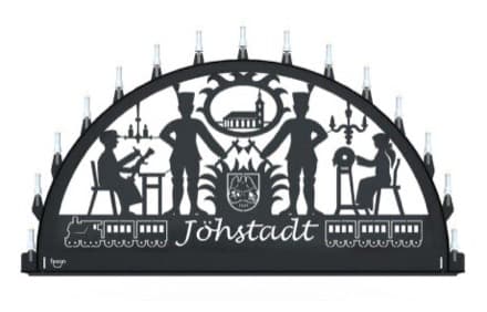 Beleuchteter Schwibbogen mit dem Sondermotiv Jöhstadt