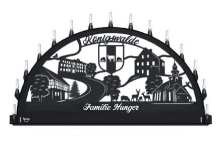 Beleuchteter Schwibbogen mit dem Sondermotiv Königswalde
