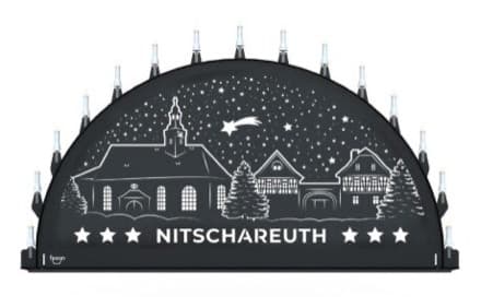 Beleuchteter Schwibbogen mit dem Sondermotiv Nitschareuth