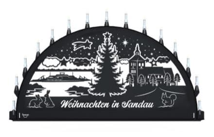 Beleuchteter Schwibbogen mit dem Sondermotiv Sandau
