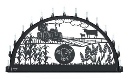 Beleuchteter Schwibbogen mit dem Sondermotiv Feld und Weide