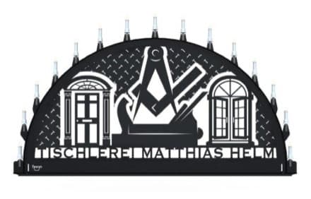 Beleuchteter Schwibbogen mit dem Sondermotiv Helm