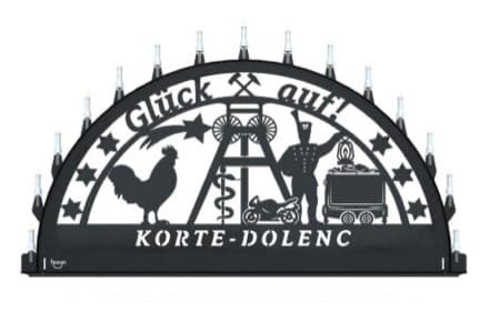 Beleuchteter Schwibbogen mit dem Sondermotiv Korte Dorenc
