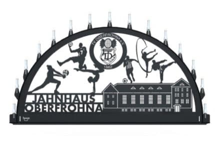 Beleuchteter Schwibbogen mit dem Sondermotiv Turnverein