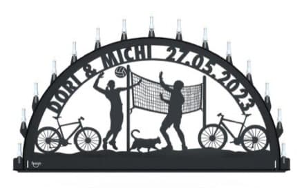 Beleuchteter Schwibbogen mit dem Sondermotiv Volleyball