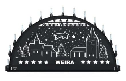 Beleuchteter Schwibbogen mit dem Sondermotiv Weira