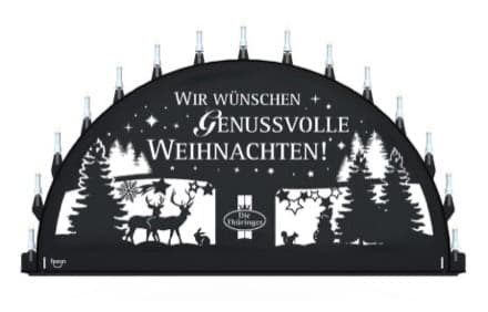 Beleuchteter Schwibbogen mit dem Sondermotiv Thüringer Fleisch u. Wurstwaren