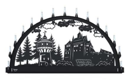 Beleuchteter Schwibbogen mit dem Sondermotiv Wasserturm Mittweida Kreibstein