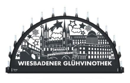 Beleuchteter Schwibbogen mit dem Sondermotiv Wiesbaden