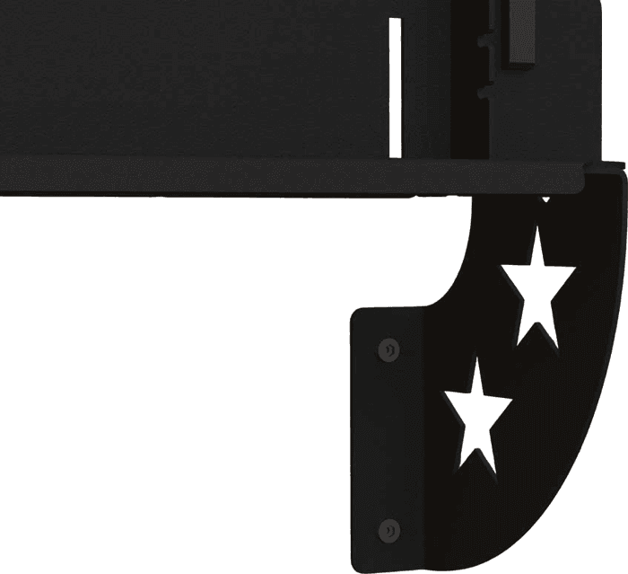 Wandhalter aus Metall mit Sternen-Ausschnitt, an der Fassade montiert und den Schwibbogen tragend