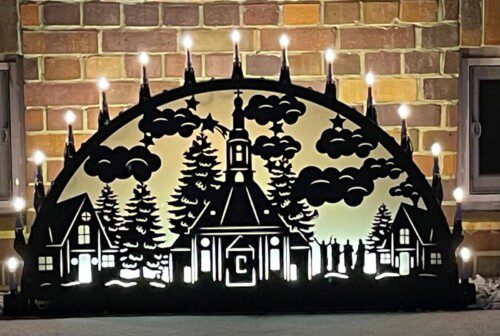 Außen Schwibbogen Seiffener Kirche Metall inkl. Lichterkette ab 100cm | XXL-Schwibbogen.de® photo review